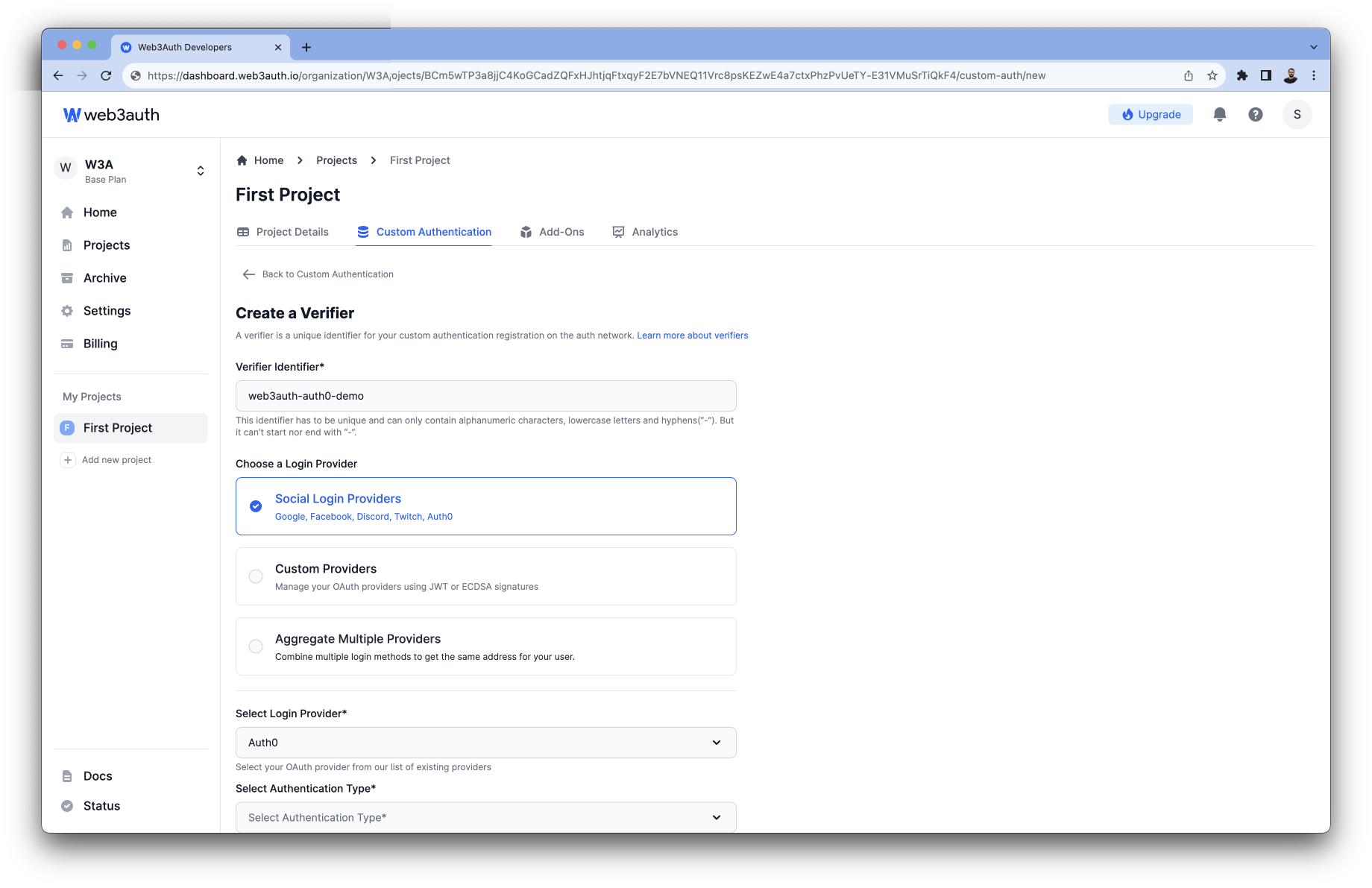 Weibo - Login Providers list on Web3Auth
Dashboard